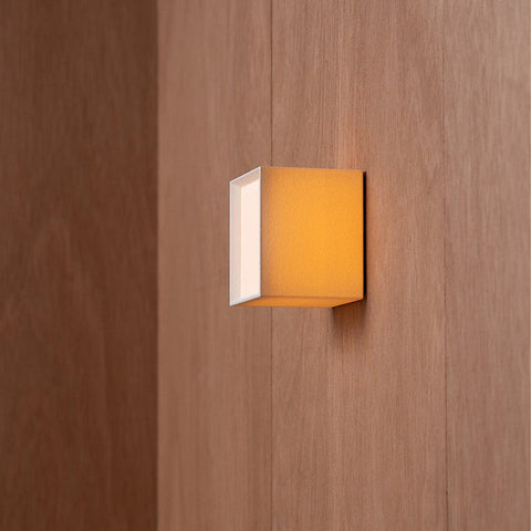 Wall Light with Textured Fabric Cube Shade