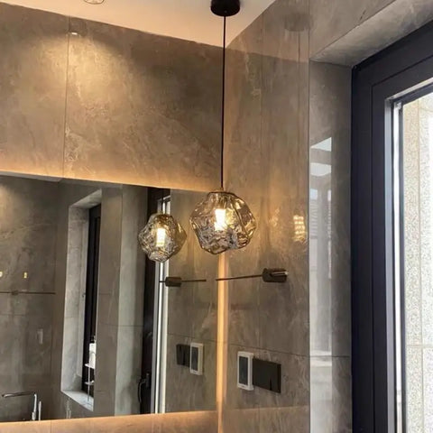 Glass Pendant Light in Amber or Smoked Gray
