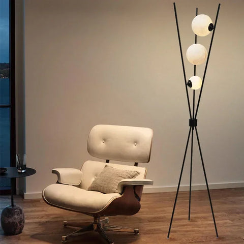 Moon Globe Floor Lamp with Globe and Tripod Form