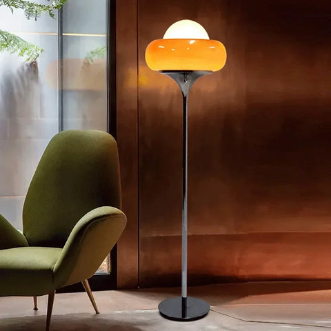 Vintage Loop Table Lamp with Looped Metal Stem and Drum Shade