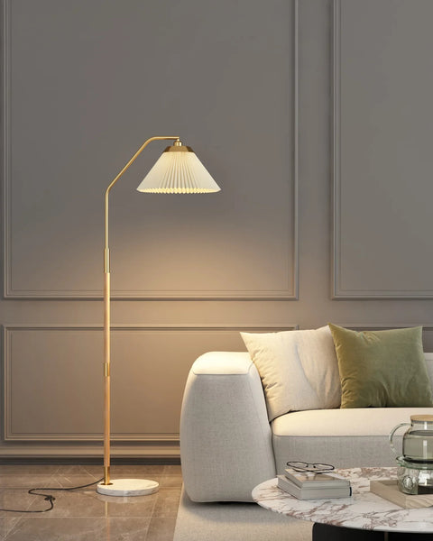 Sculptural LED Floor Lamp with Stacked Ribbed Diffuser