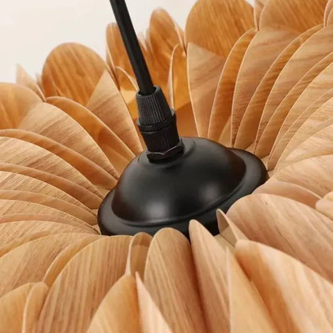 Japandi Wood Veneer Pendant Light