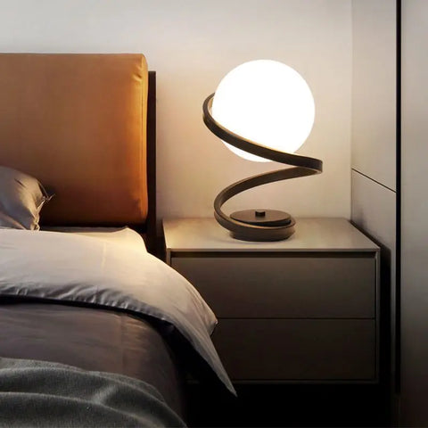 Spiral Glass Table Lamp with Metal Frame and Modern Decorative Lighting