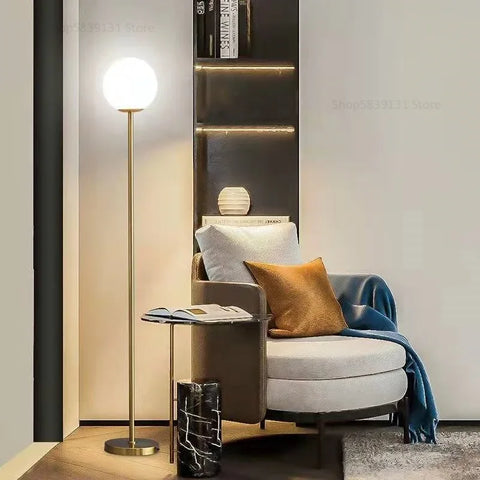 Milky Globe Floor Lamp with Milky Spherical Diffuser