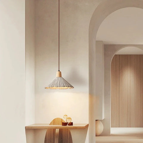 Pendant Light with Cement Shade and Wabi-Sabi Texture