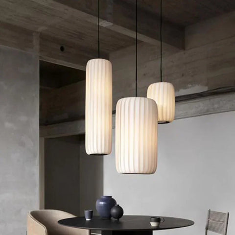 Fabric Lantern Pendant Light with Vertical Lantern Form