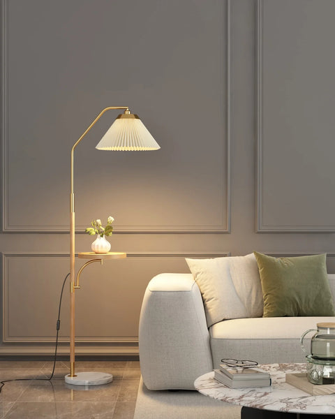 Sculptural LED Floor Lamp with Stacked Ribbed Diffuser