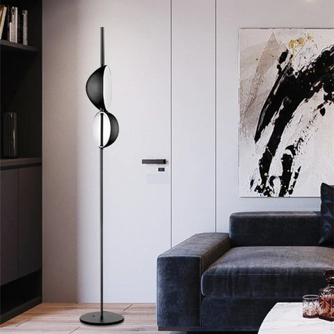 Double-shade Floor Lamp with Paired Adjustable Shades