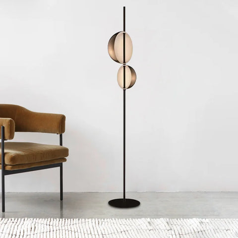 Double-shade Floor Lamp with Paired Adjustable Shades