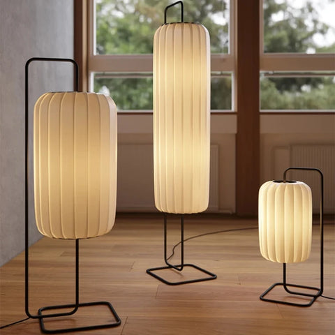 Fabric Lantern Pendant Light with Vertical Lantern Form