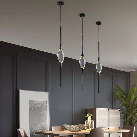 Crystal Pendant Light with Copper Frame