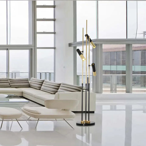 Adjustable Cylinder Floor Lamp with Multiple Pivoting Cylinders