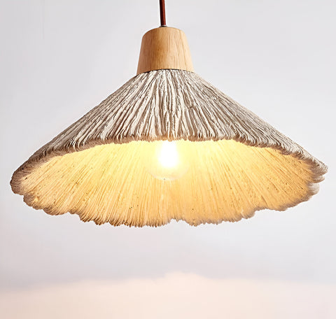 Pendant Light with Cement Shade and Wabi-Sabi Texture