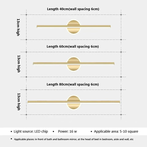Modern Linear LED Wall Light for Mirrors and Bedside Lighting