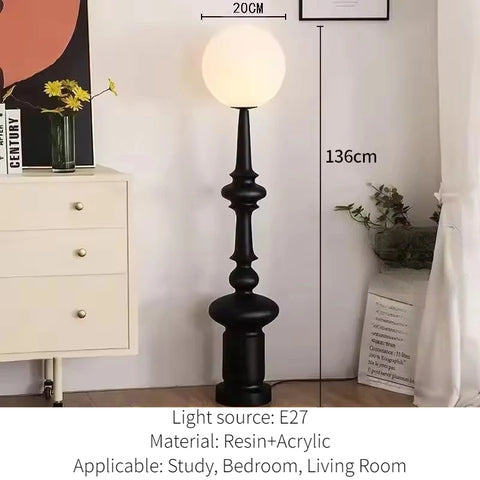 Roman Column Table Lamp with Turned Column Base and Globe