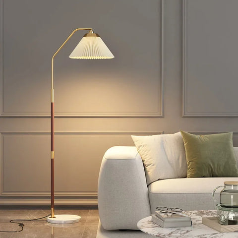 Sculptural LED Floor Lamp with Stacked Ribbed Diffuser