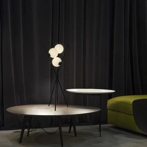 Moon Globe Floor Lamp with Globe and Tripod Form