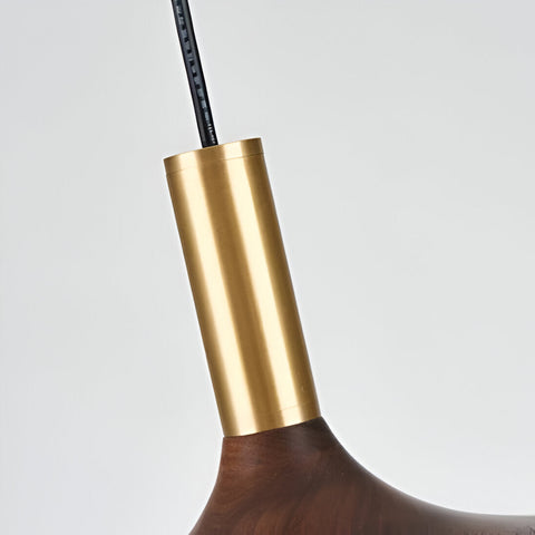 Pendant Light with Walnut-Finish Iron Shade