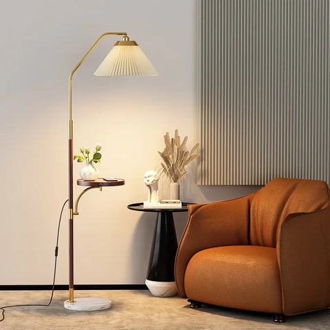 Sculptural LED Floor Lamp with Stacked Ribbed Diffuser