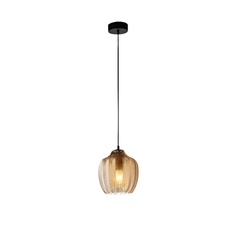 Pendant Light with Wavy Ribbed Glass and Vintage Nordic Style