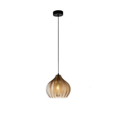 Pendant Light with Wavy Ribbed Glass and Vintage Nordic Style