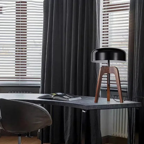 Solid Wood Floor Lamp with Tripod Base and Drum Shade