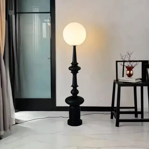 Roman Column Table Lamp with Turned Column Base and Globe