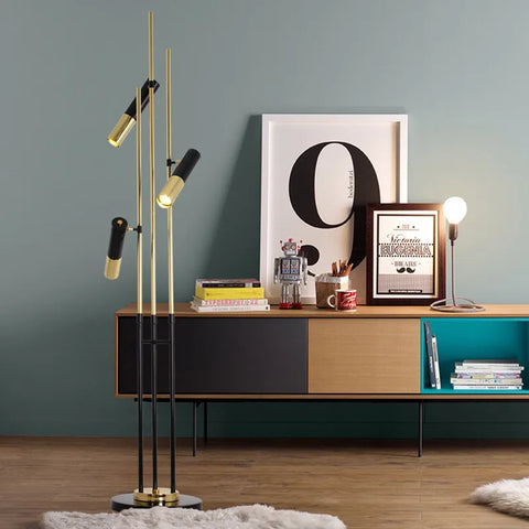 Adjustable Cylinder Floor Lamp with Multiple Pivoting Cylinders