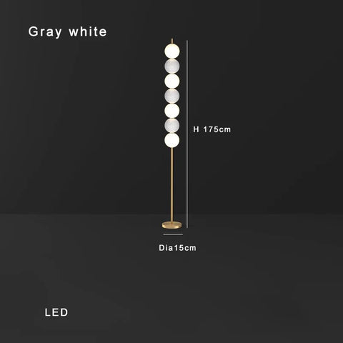 Modern Orb Floor Lamp with Stacked Glowing Orbs in Iron and Glass