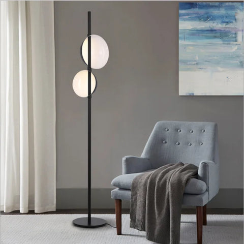Double-shade Floor Lamp with Paired Adjustable Shades