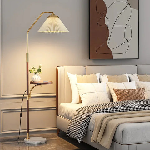 Sculptural LED Floor Lamp with Stacked Ribbed Diffuser