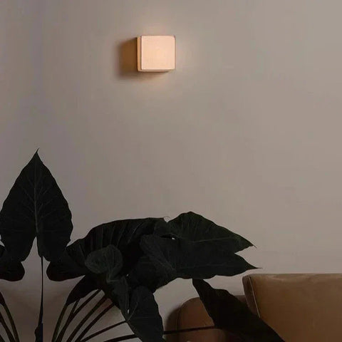 Wall Light with Textured Fabric Cube Shade
