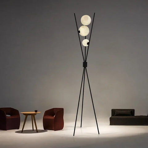 Moon Globe Floor Lamp with Globe and Tripod Form