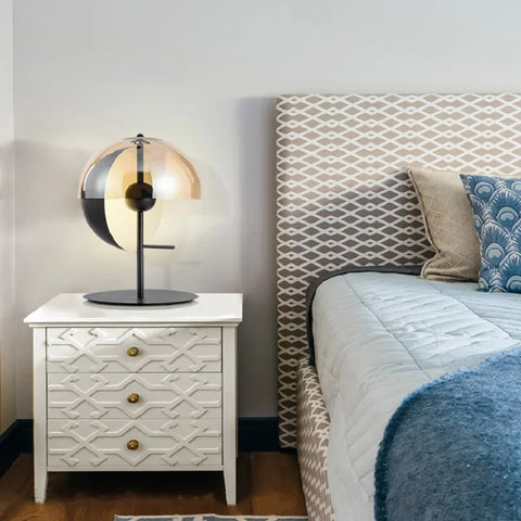 Twin Orb Floor Lamp with Twin Spherical Shades in Metal and Glass