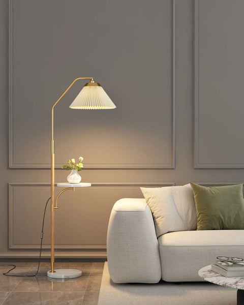 Sculptural LED Floor Lamp with Stacked Ribbed Diffuser