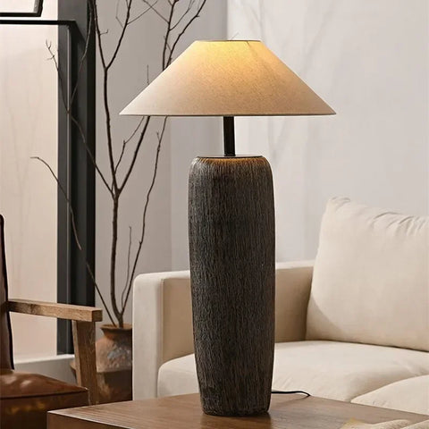 Ceramic Column Floor Lamp with Tapered Column Base