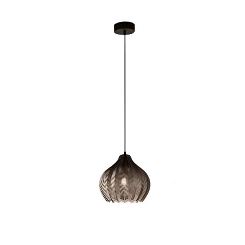Pendant Light with Wavy Ribbed Glass and Vintage Nordic Style