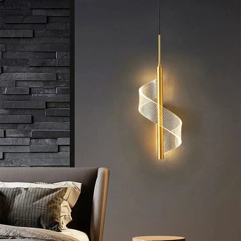 Twisted LED Pendant Light with Adjustable Suspension