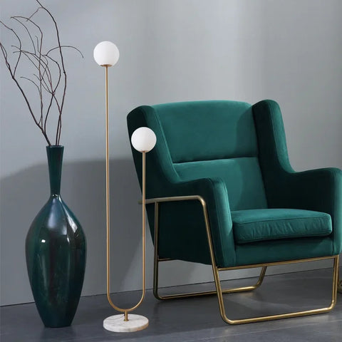 Milky Globe Floor Lamp with Milky Spherical Diffuser