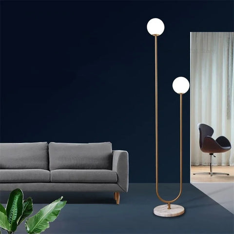 Milky Globe Floor Lamp with Milky Spherical Diffuser