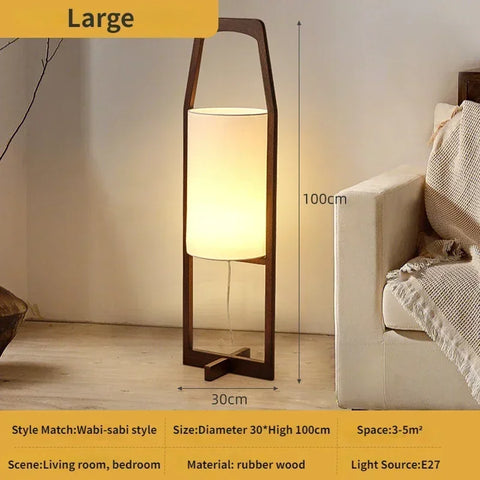 Wooden Lantern Floor Lamp with Open Rectangular Lantern