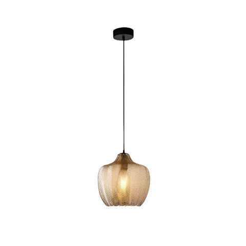 Pendant Light with Wavy Ribbed Glass and Vintage Nordic Style
