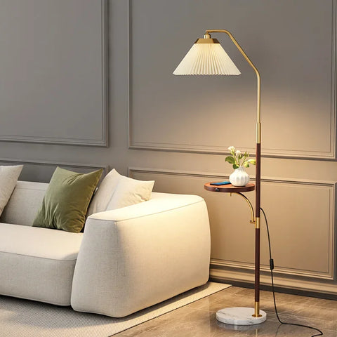 Sculptural LED Floor Lamp with Stacked Ribbed Diffuser