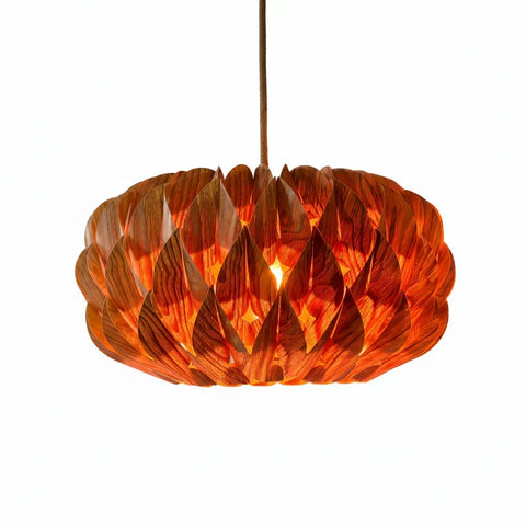 Japandi Wood Veneer Pendant Light