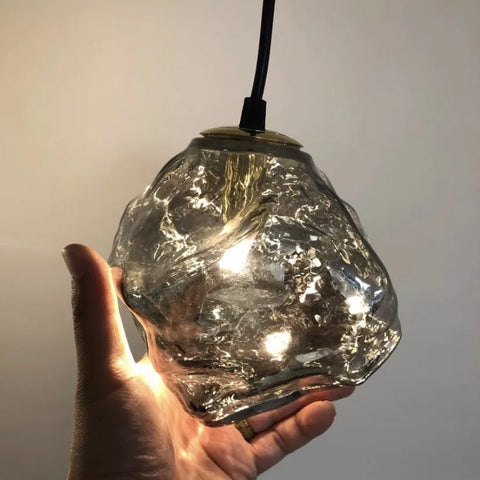 Glass Pendant Light in Amber or Smoked Gray