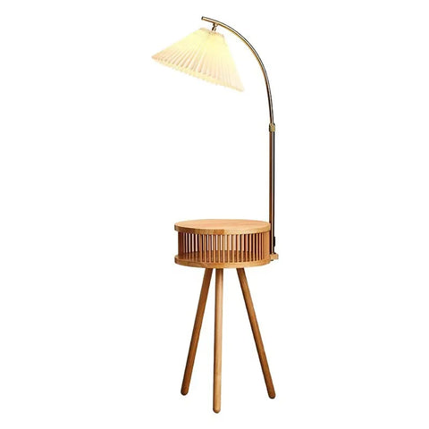 Wooden Floor Lamp with Wooden Tripod Base in Ash Wood and Aluminum