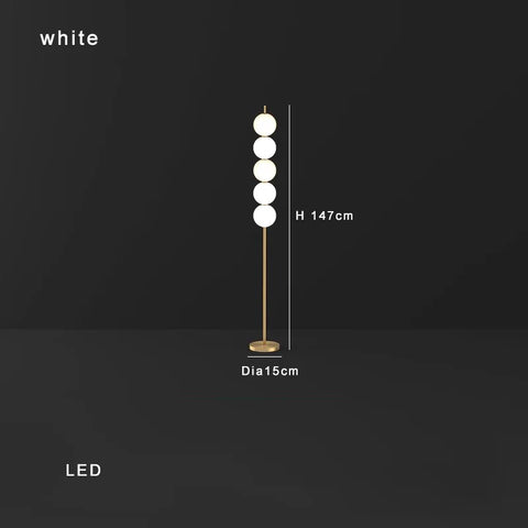 Modern Orb Floor Lamp with Stacked Glowing Orbs in Iron and Glass