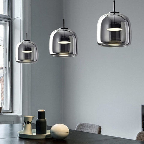 Vintage Tinted Glass LED Pendant Light for Dining Rooms and Kitchens