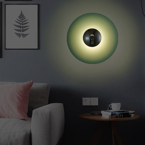 Round Iron LED Wall Lamp with Modern Minimalist Design and Multiple Size Options