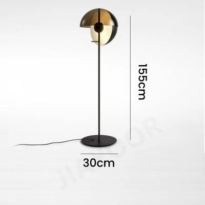 Twin Orb Floor Lamp with Twin Spherical Shades in Metal and Glass